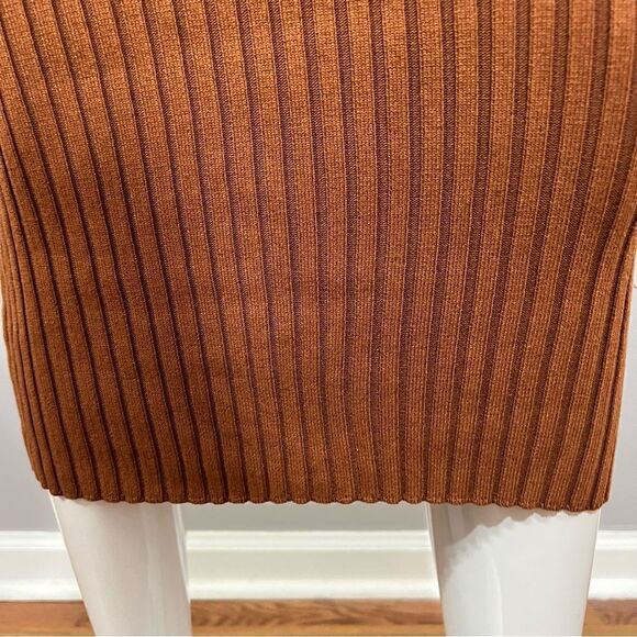 Hera Collection Off The Shoulder Ribbed Rust Midi Bodycon Dress - M - Picture 7 of 12